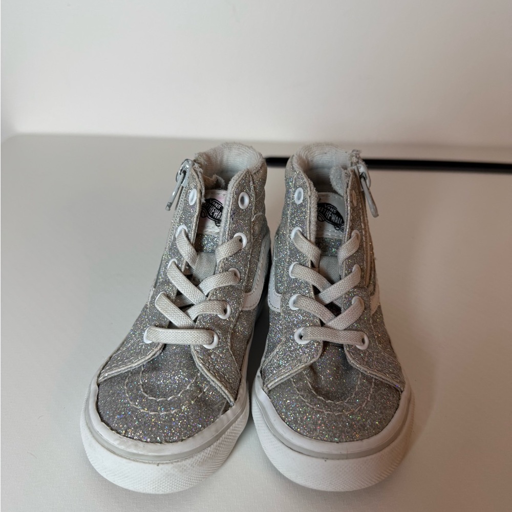 Silver Vans Glitter High-Top Sneakers‎ girls